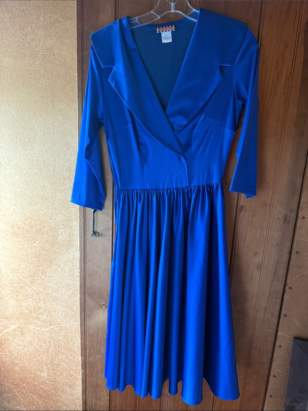 Blue Women's V-Neck Pin Up Fit & Flare Dress